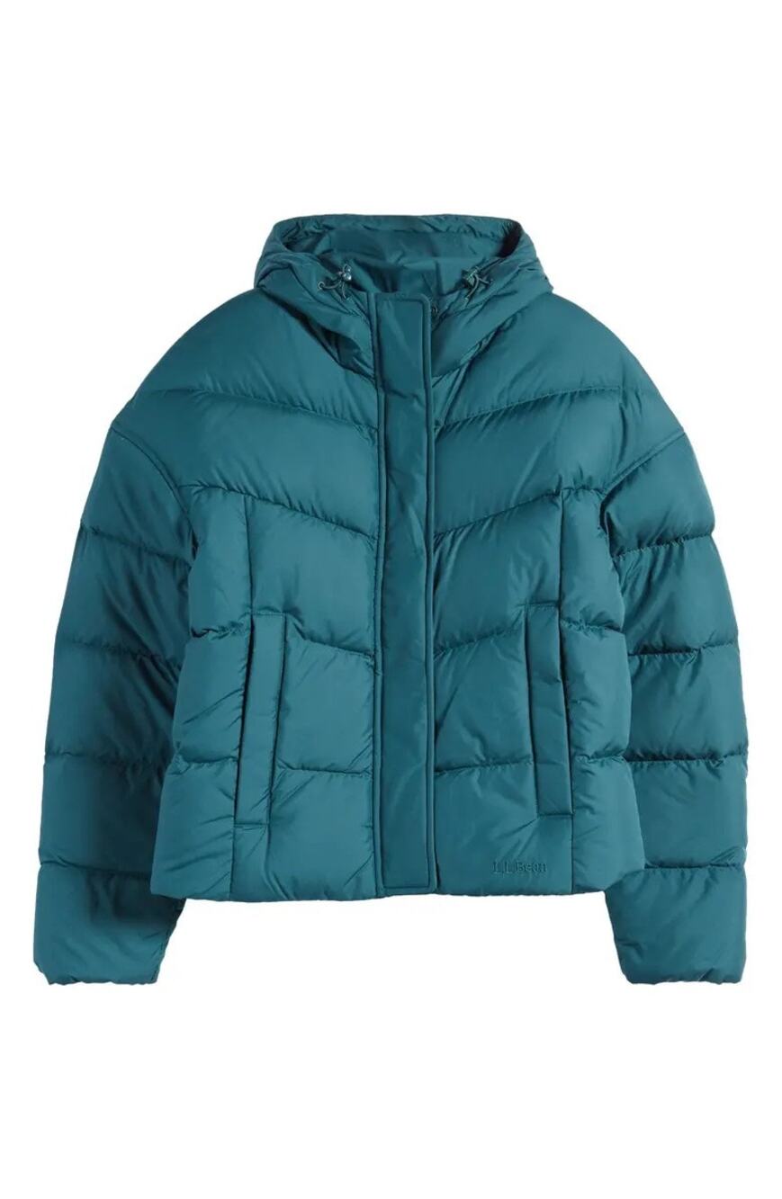 L.L. Bean Teal Green Popham Hooded Puffer Jacket XXS Petite Outerwear Coat